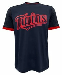 Fanatics Men's MLB Minnesota Twins Mesh Wordmark Short Sleeve T-Shirt � Blue