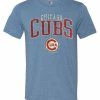 Fanatics Mens MLB Chicago Cubs Vintage Arch Short Sleeve Crew Neck T-Shirt, Blue