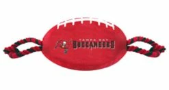 Pets First NFL Tampa Bay Buccaneers Tough Nylon Rope & Squeaker Football Dog Toy