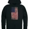 Rapid Dominance Men's Vertical USA Flag Pullover Hoodie Hoody American Black