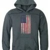 Rapid Dominance Men's Vertical USA Flag Pullover Hoodie Hoody American Slate