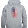 Rapid Dominance Men's Vertical USA Flag Pullover Hoodie Hoody American Gray
