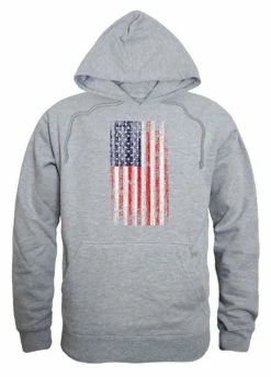 Rapid Dominance Men's Vertical USA Flag Pullover Hoodie Hoody American Gray