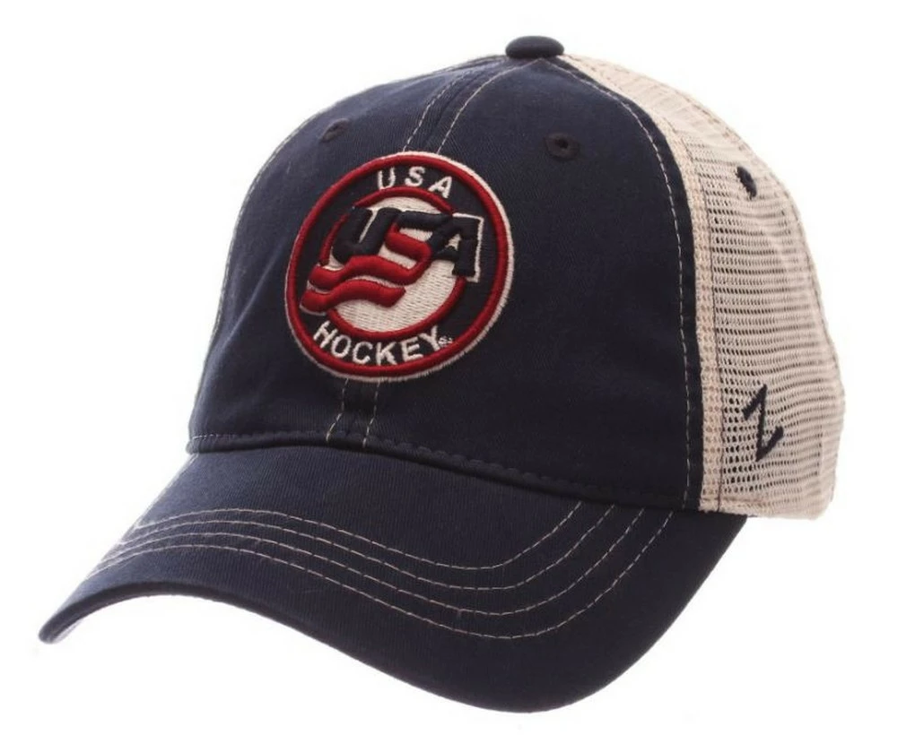 Zephyr Hats USA Hockey Hat Cap NCAA Baseball Cap Adjustable Mesh Back Navy/Red 1 Zephyr Hats USA Hockey Hat Cap NCAA Baseball Cap Adjustable Mesh Back Navy/Red