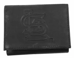 Rico Industries St Louis Cardinals Laser Engraved Black Tri-Fold Leather Wallet