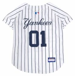 Pets First MLB New York Yankees Screen Printed Baseball Dog Jersey - White/Blue