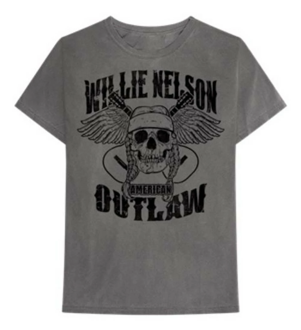 Willie Nelson Outlaw Skull T-Shirt Tee Rock N Roll Bands Tour Gray CMA ZRWN1001 1 Willie Nelson Outlaw Skull T-Shirt Tee Rock N Roll Bands Tour Gray CMA ZRWN1001